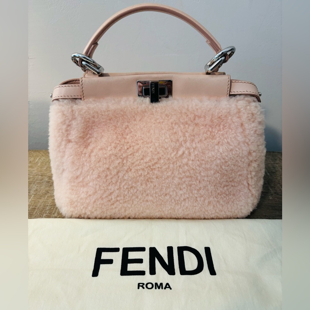 Fendi Peekaboo Mini Shearling Blush Pink Bag & Crossbody